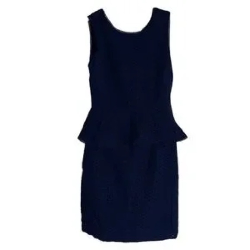 NWT BCBG Paris Black Eyelet Peplum Sheath Dress Sleeveless Cocktail Size 0